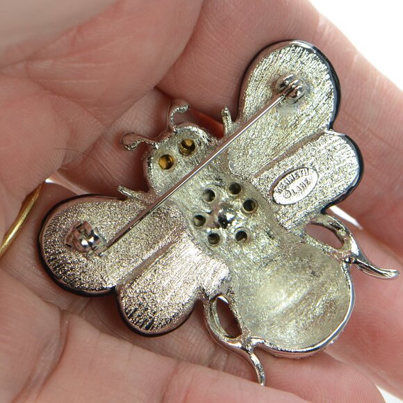 Vintage Kenneth Jay Lane KJL Enamel & Crystal Bee Pin Brooch - Picture 4 of 6